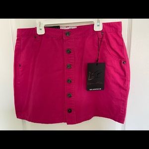 Hot pink denim skirt